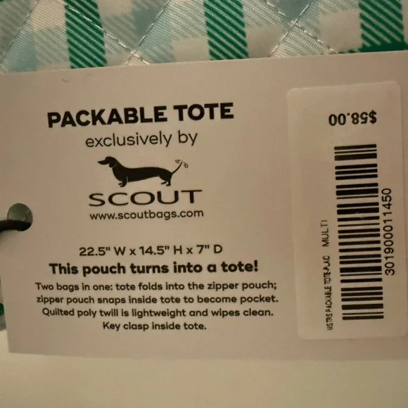 Masters Green and White Checkered Tote - Picture 3 of 4